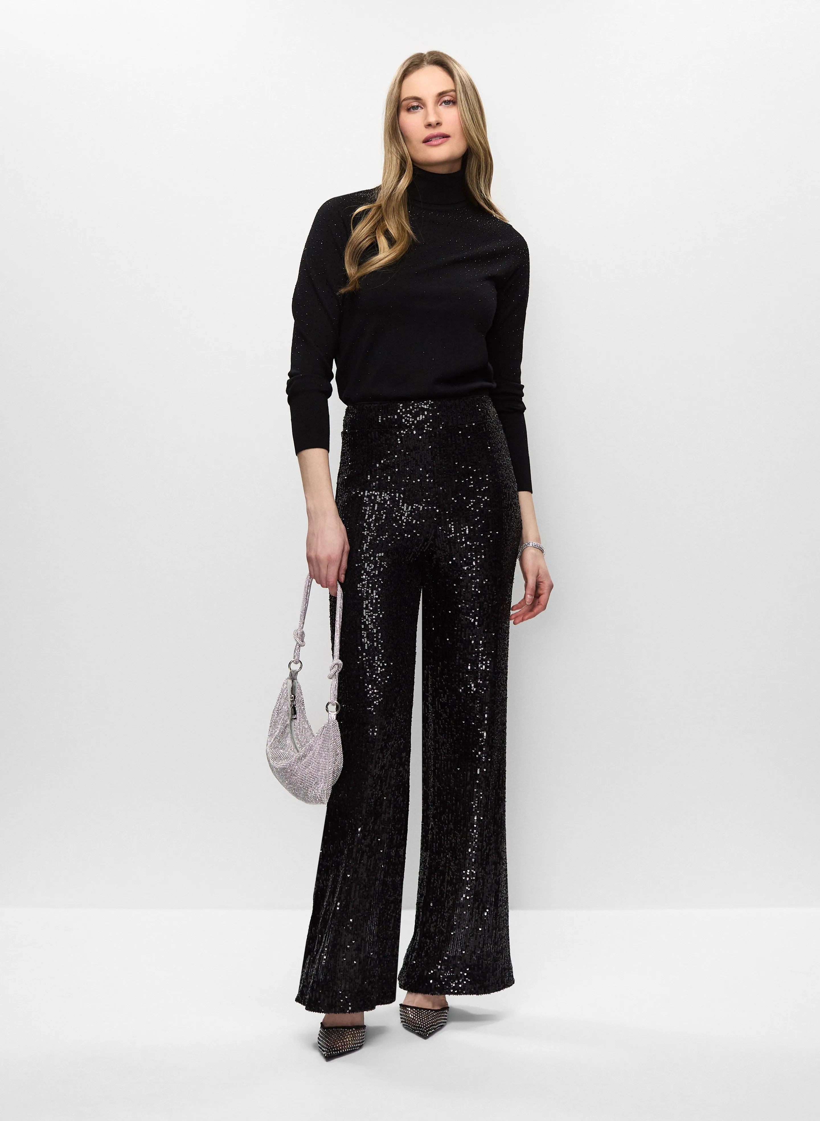 Turtleneck Sweater & Sequin Pants