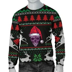 Ugly Christmas Santa Skull Black Men's Sweater