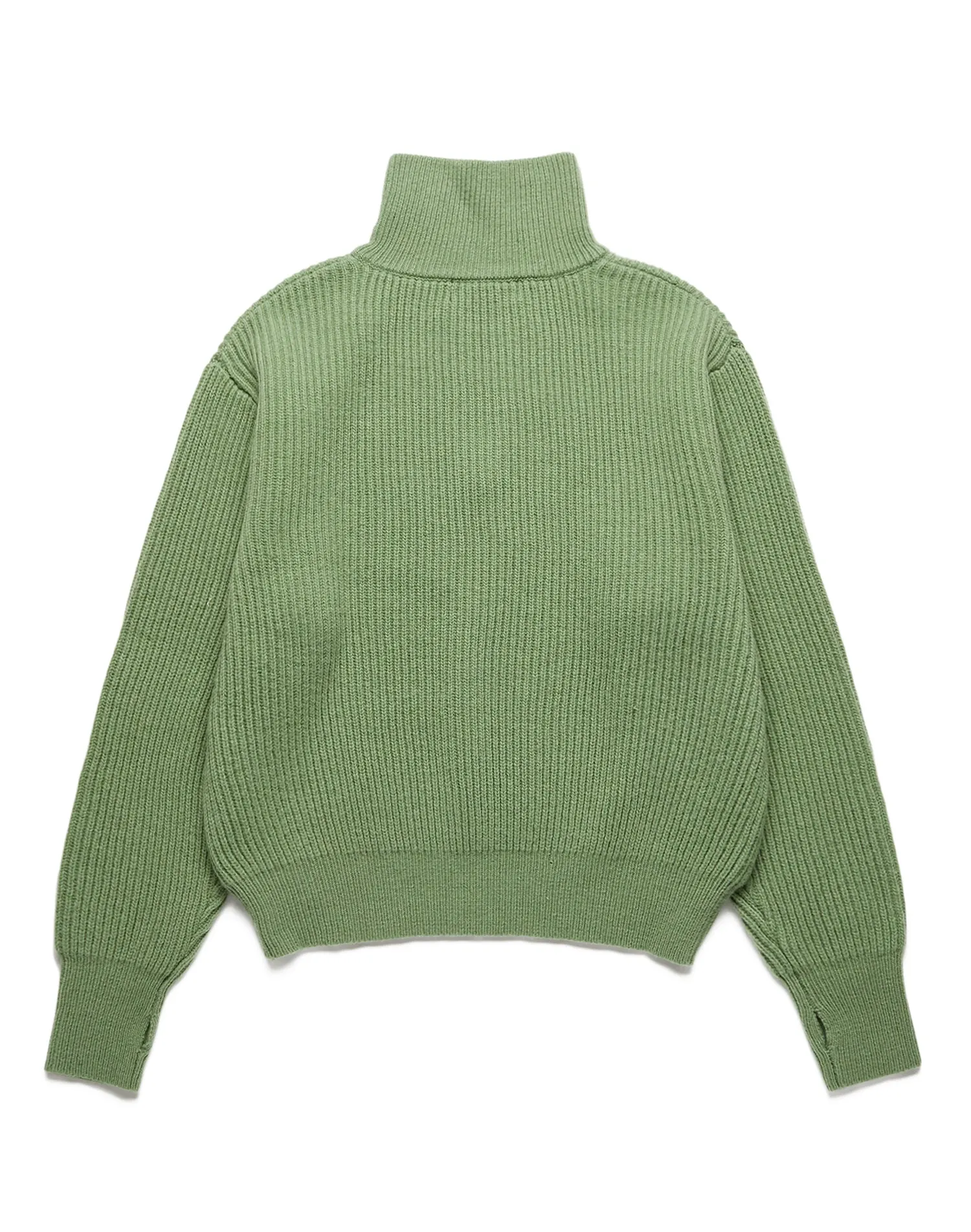 UNISEX HALF ZIP-UP RIBBED WOOL SWEATER