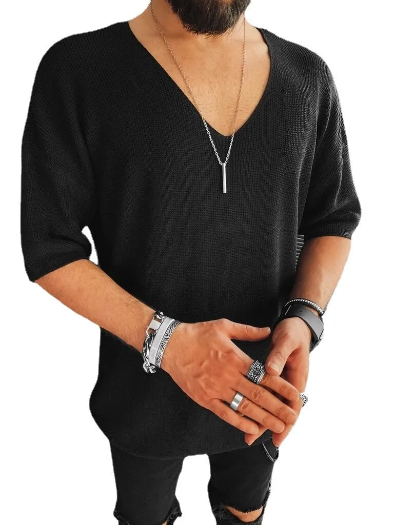 V-Neck Short-Sleeved Men's Sweater