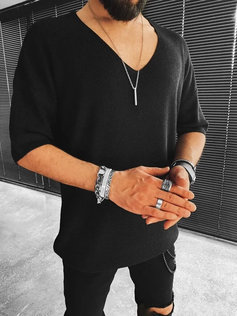 V-Neck Short-Sleeved Men's Sweater