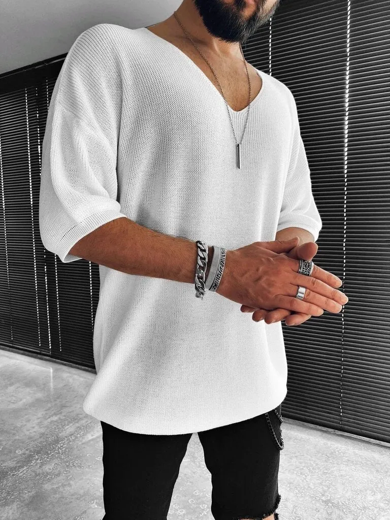 V-Neck Short-Sleeved Men's Sweater