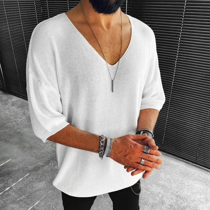 V-Neck Short-Sleeved Men's Sweater