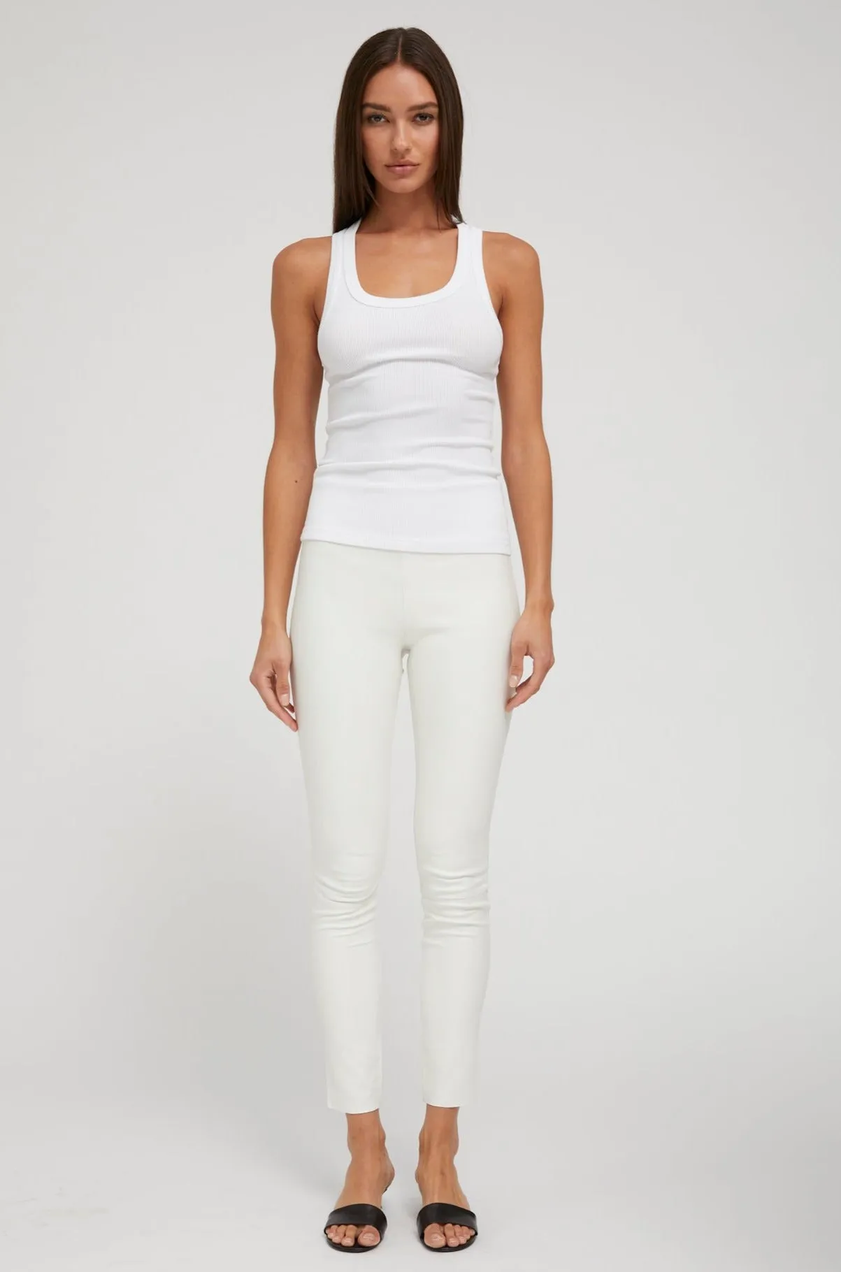 White Leather Ankle Leggings