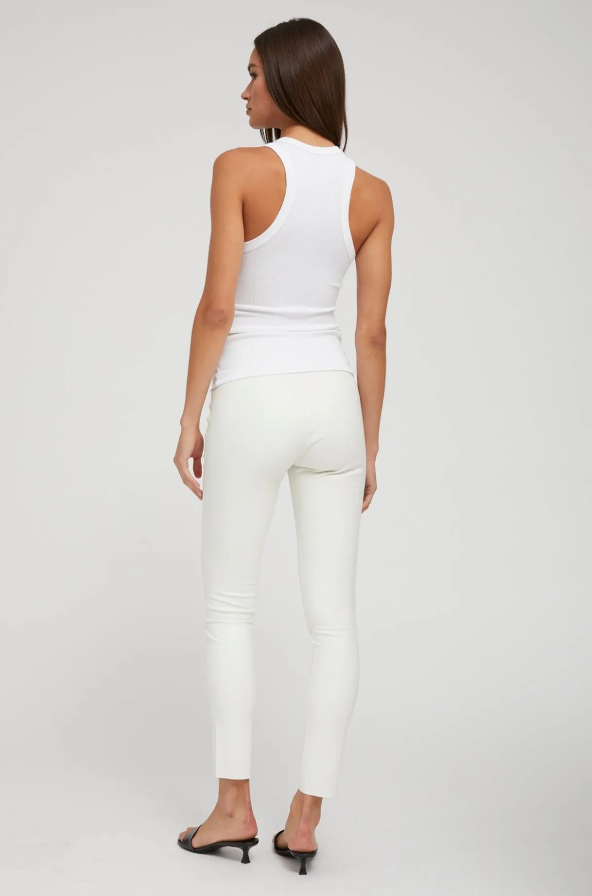 White Leather Ankle Leggings