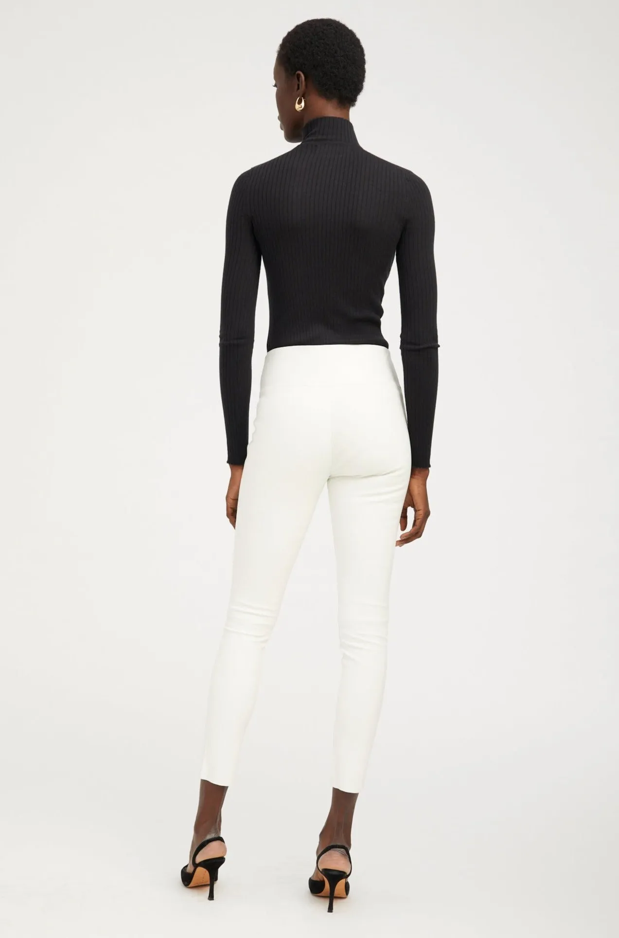 White Leather Ankle Leggings