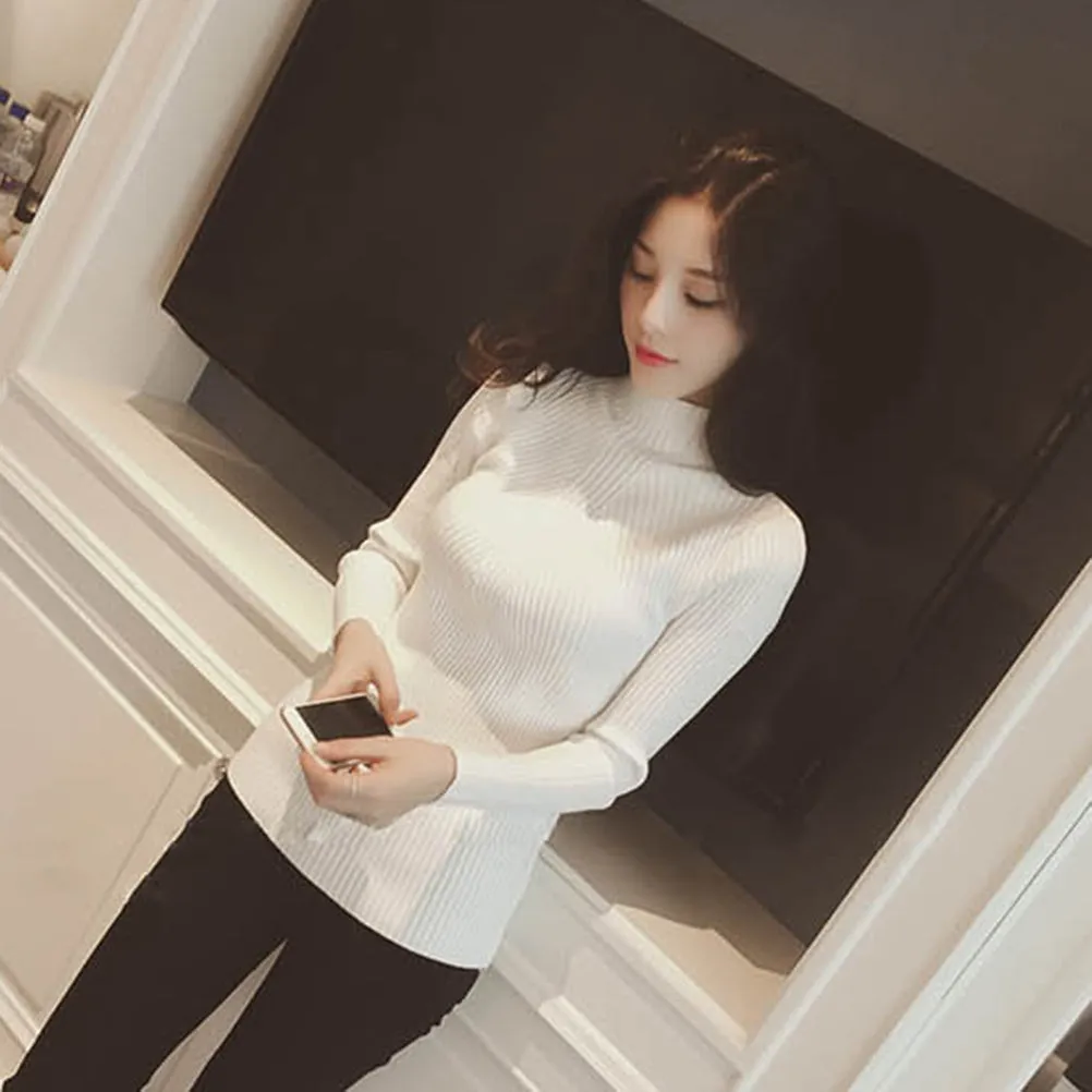 Women weater Women Cashmere Pullovers Long Sleeve half turtleneck sweater Cashmere Sweater Slim Knitwear Jumper SM6