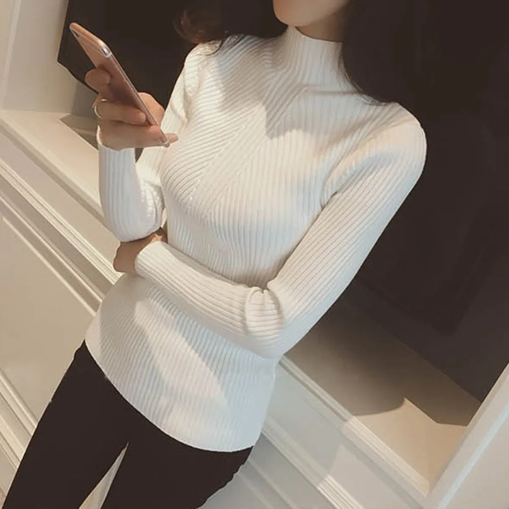 Women weater Women Cashmere Pullovers Long Sleeve half turtleneck sweater Cashmere Sweater Slim Knitwear Jumper SM6