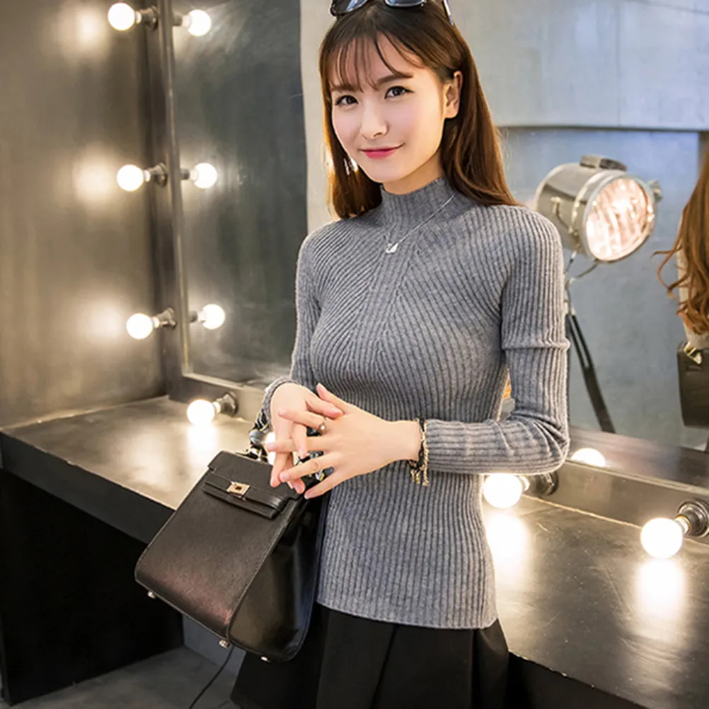 Women weater Women Cashmere Pullovers Long Sleeve half turtleneck sweater Cashmere Sweater Slim Knitwear Jumper SM6