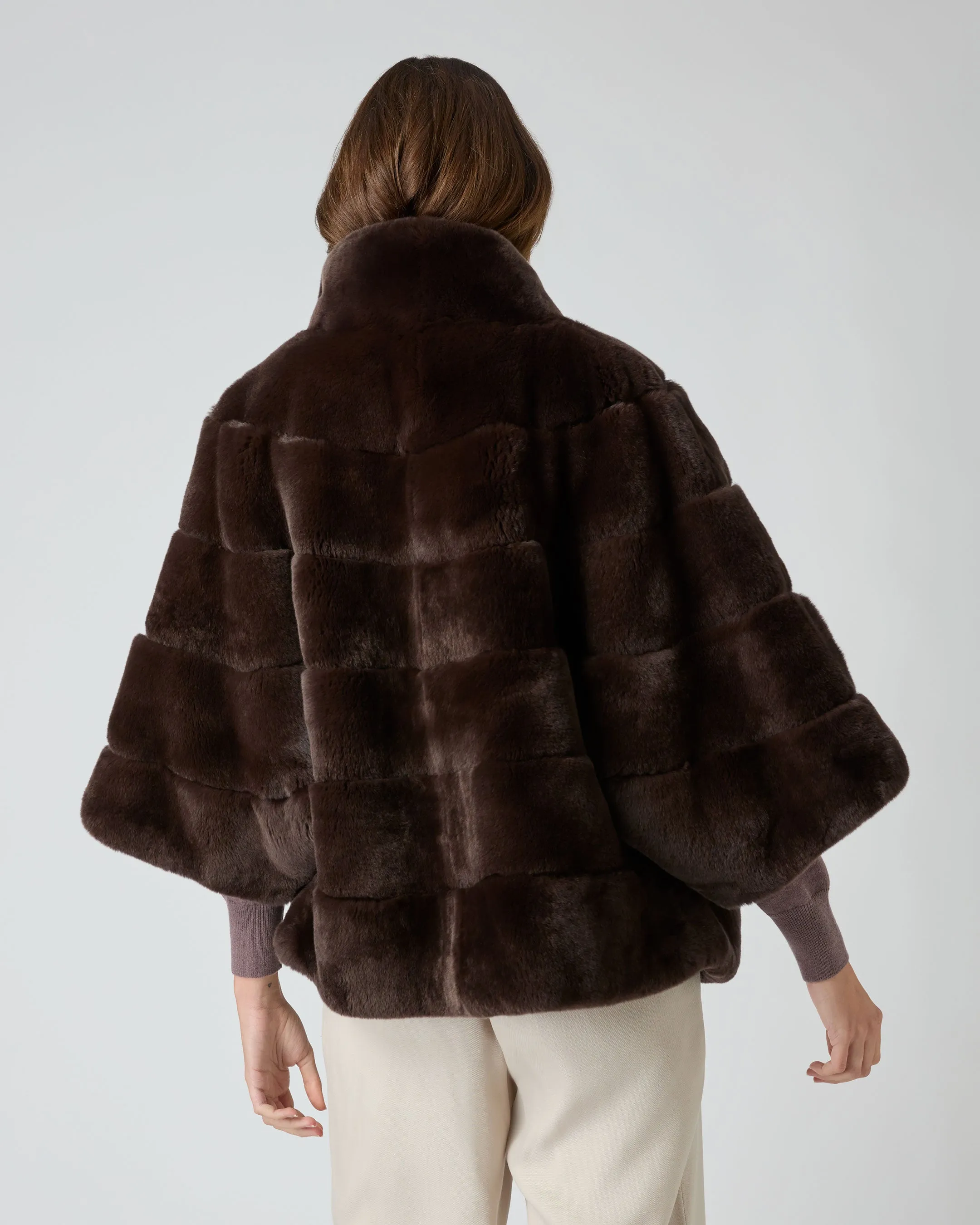 Women's Layla Fur Short Jacket Chocolate Brown