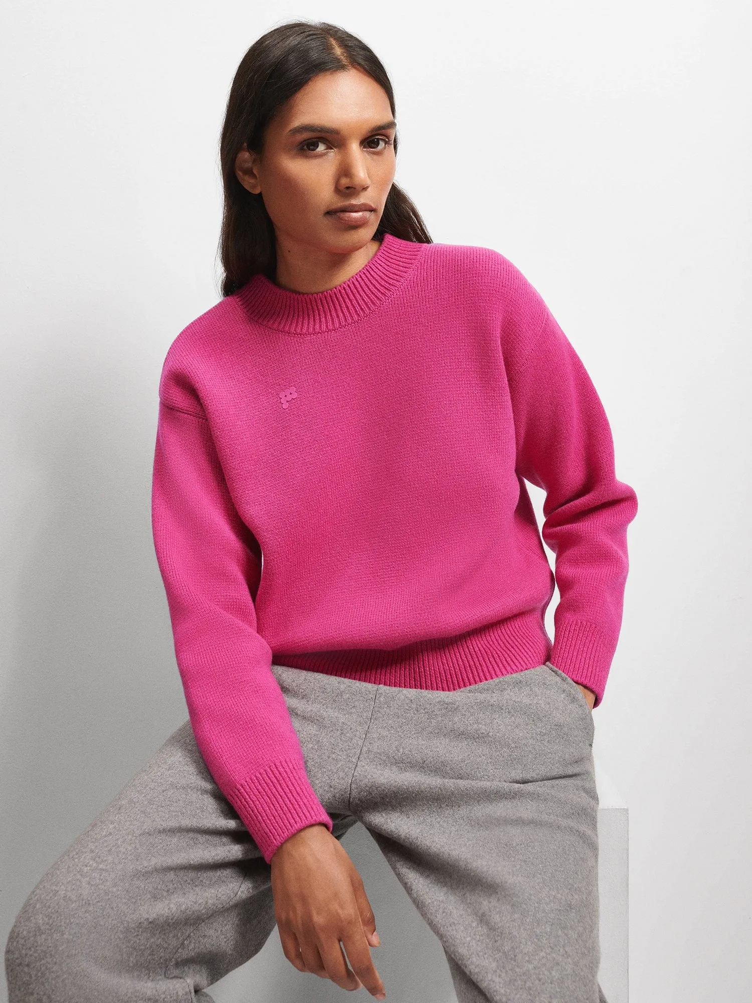 Women's Recycled Cashmere Sweater—tourmaline pink