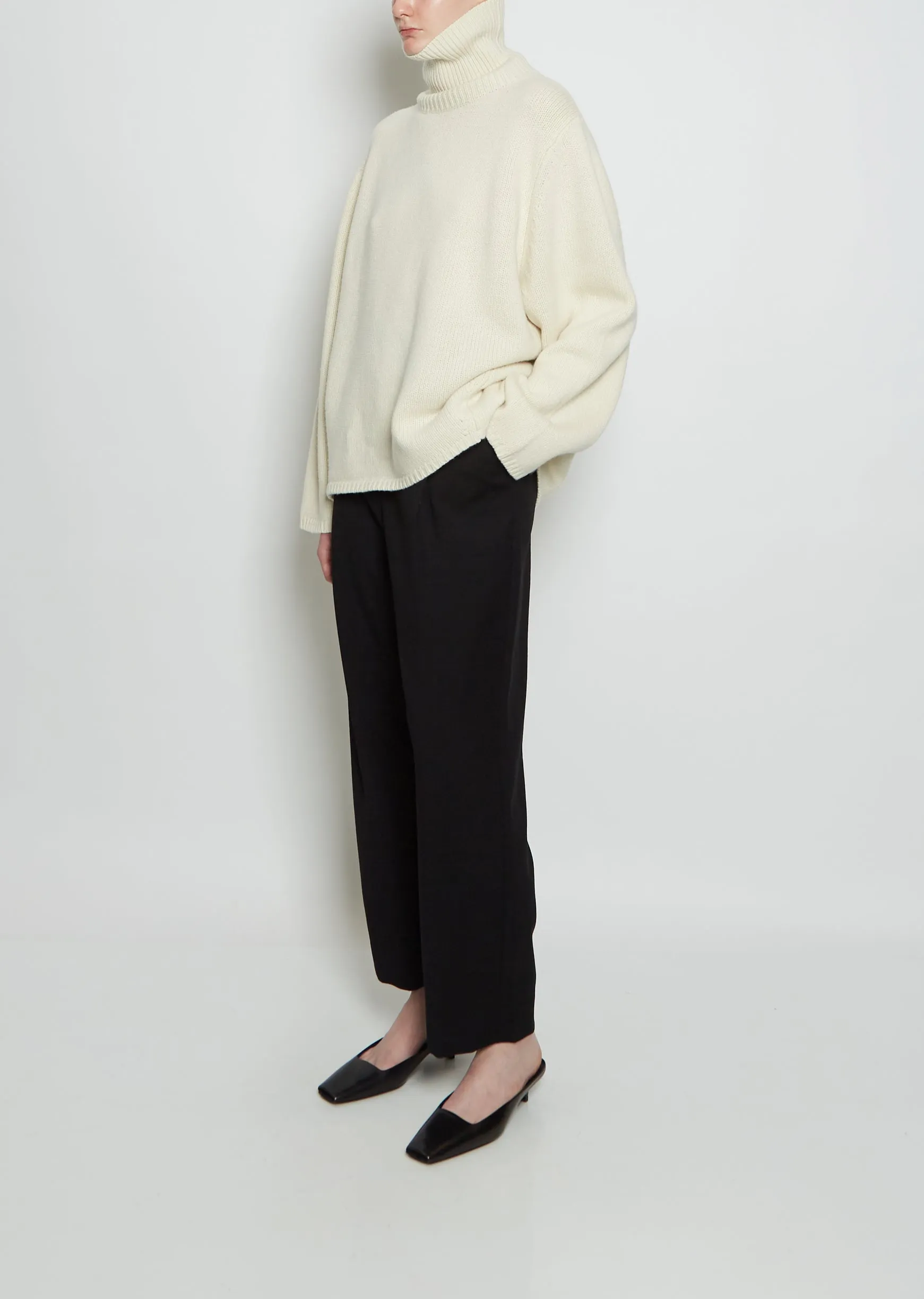 Wool Cashmere Turtleneck — Macadamia