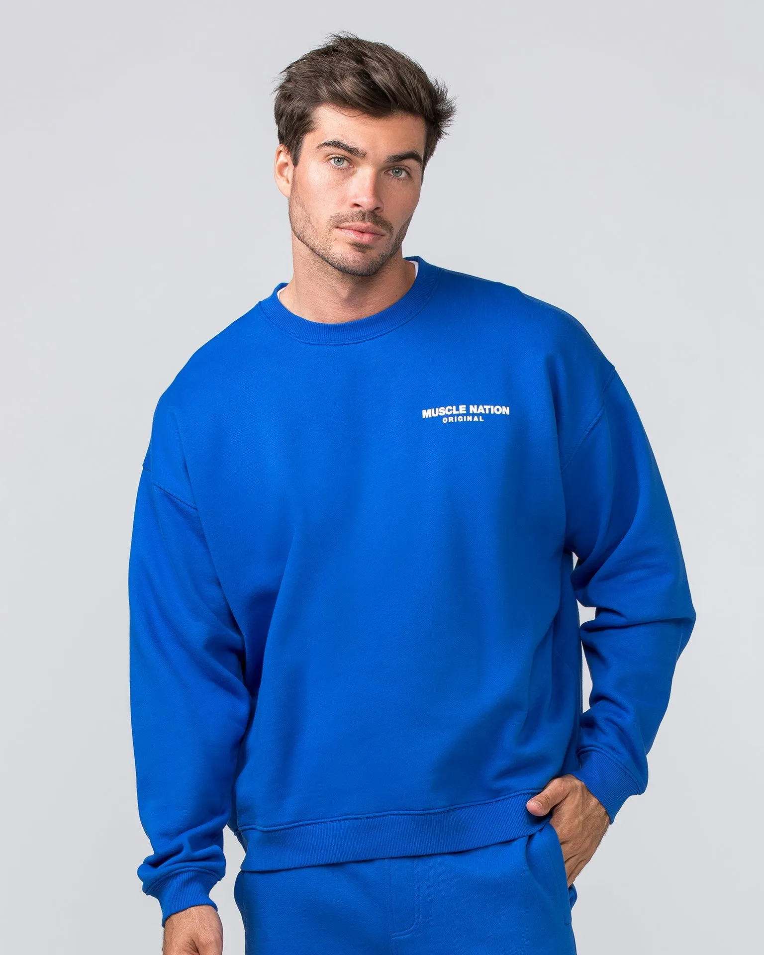 Worldwide Crew Pullover - Bondi Blue