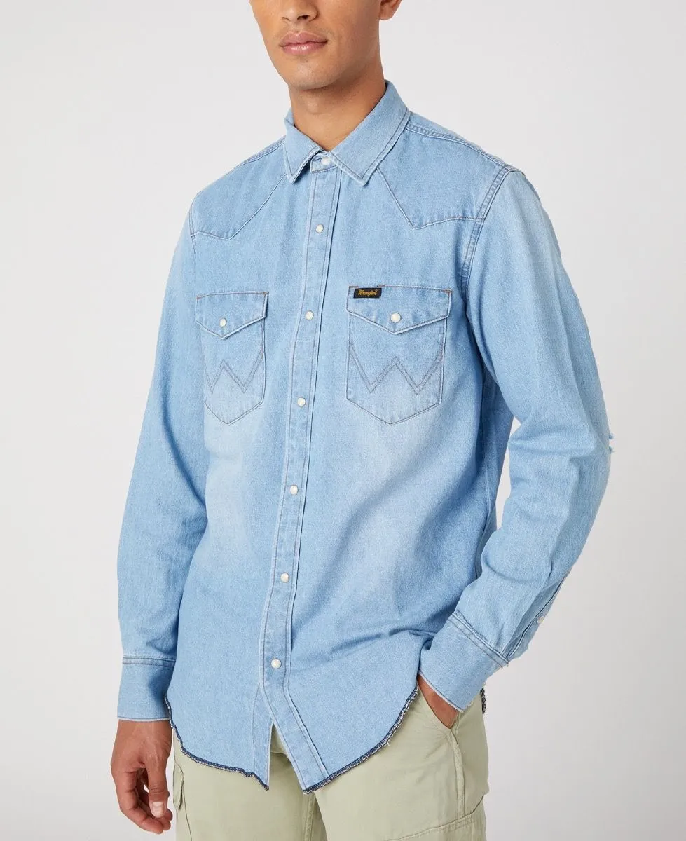 Wrangler Heritage Denim Long Sleeve Shirt Sunfade