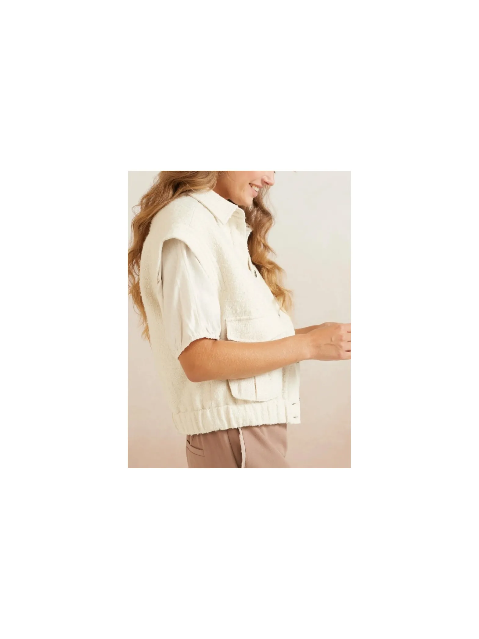 YAYA JACKET WOVEN SLEEVELESS STRUCTURED FABRIC OFF WHITE