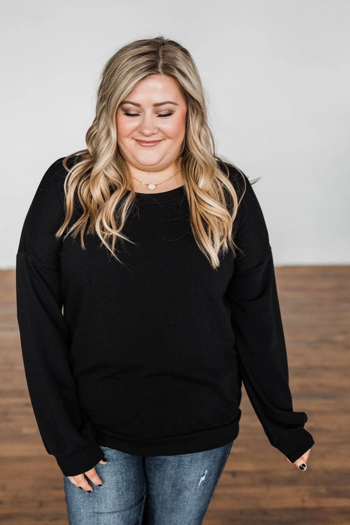 You Make It Easy Pullover Top- Black